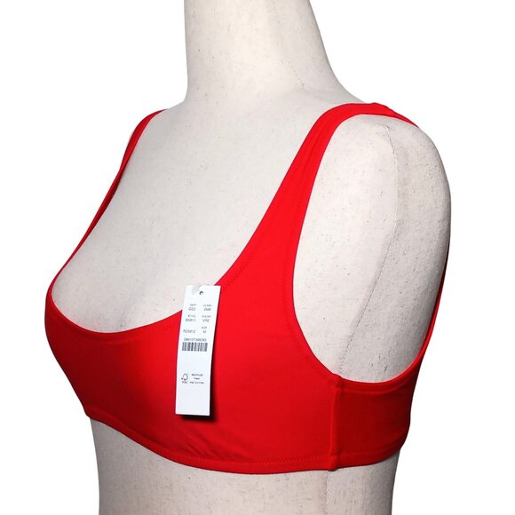 NEW J. Crew Women’s Heritage Scoopneck Bikini‎ Swim Top Red M Recycled Material - Picture 3 of 10